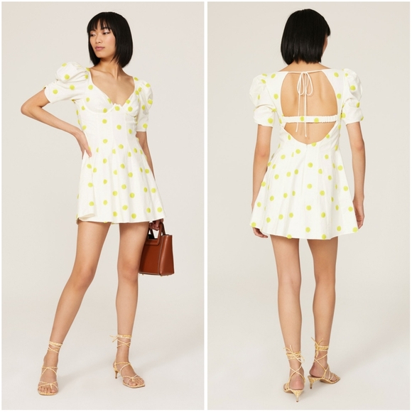 NWT For Love & Lemons Claude Mini Dress Polka Dot Medium